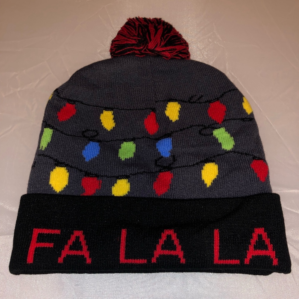 Womens Christmas Ornament Pom Beanie Hat OS